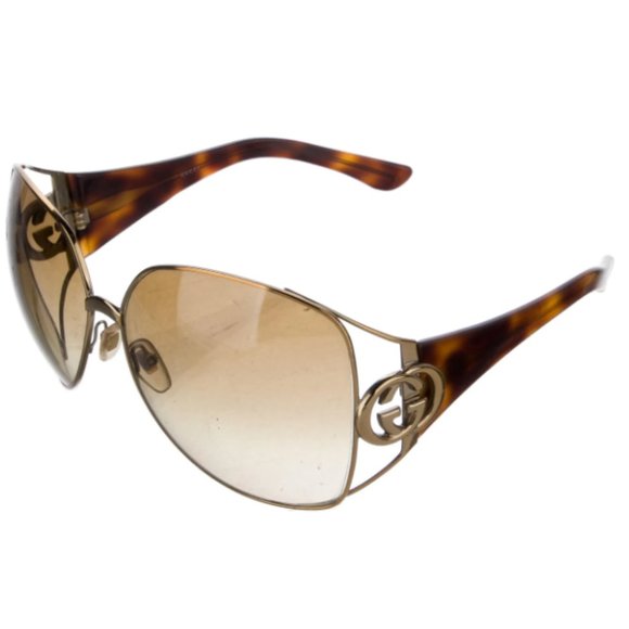 Gucci Sunglasses Oversized Tortoise Aviator Brown Gold Gg Logo - Picture 3 of 4